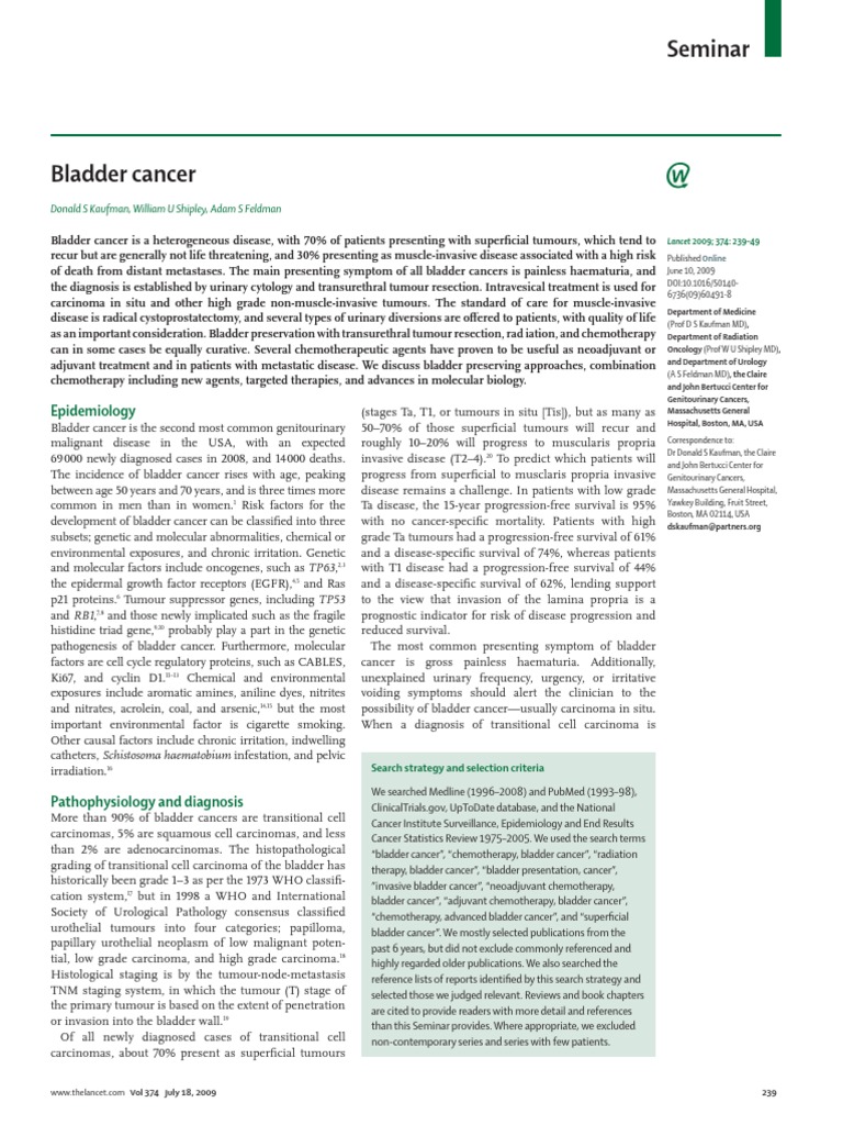 Bladder Cancer Lancet | PDF | Chemotherapy | Radiation Therapy