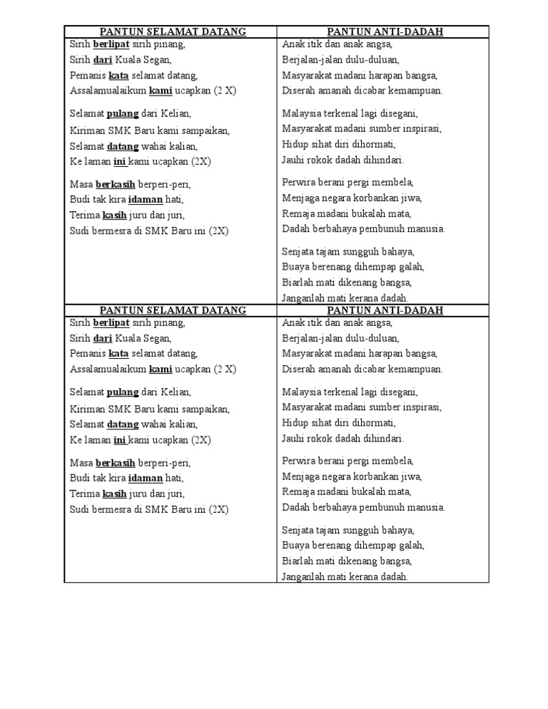 Pantun Selamat Datang Pdf