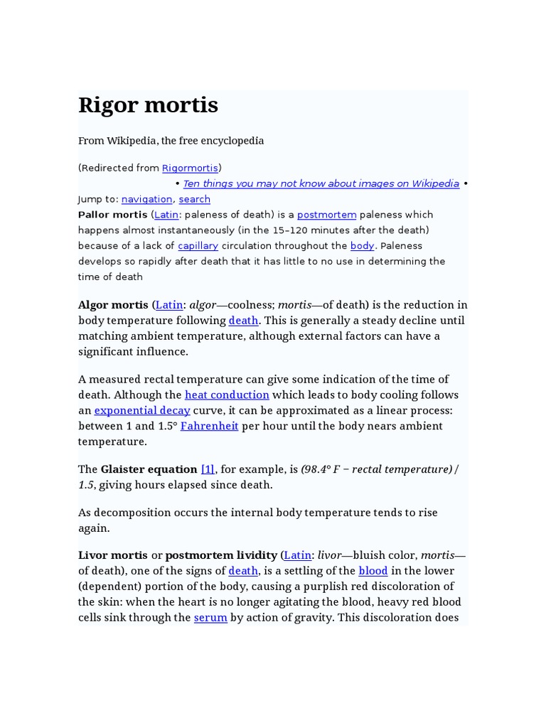Rigor Mortis Death