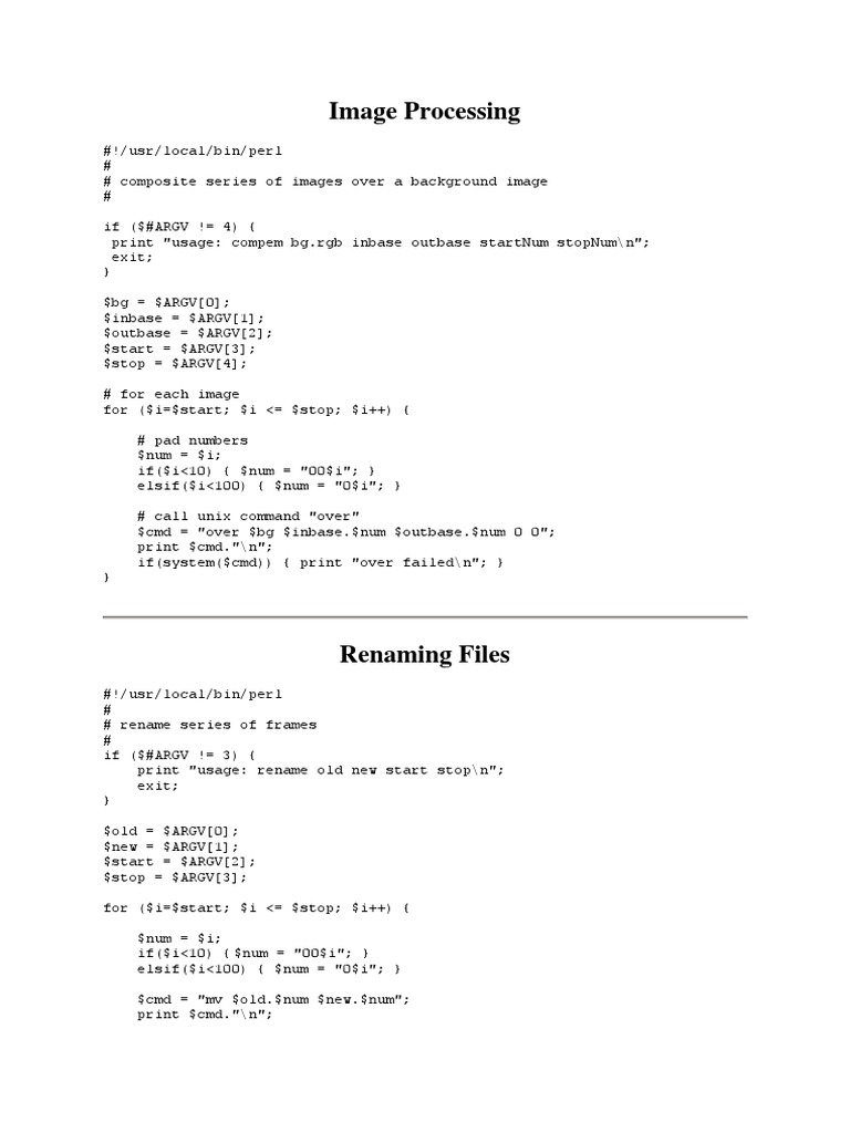 Perl Scripts Parameter Programming) File Format