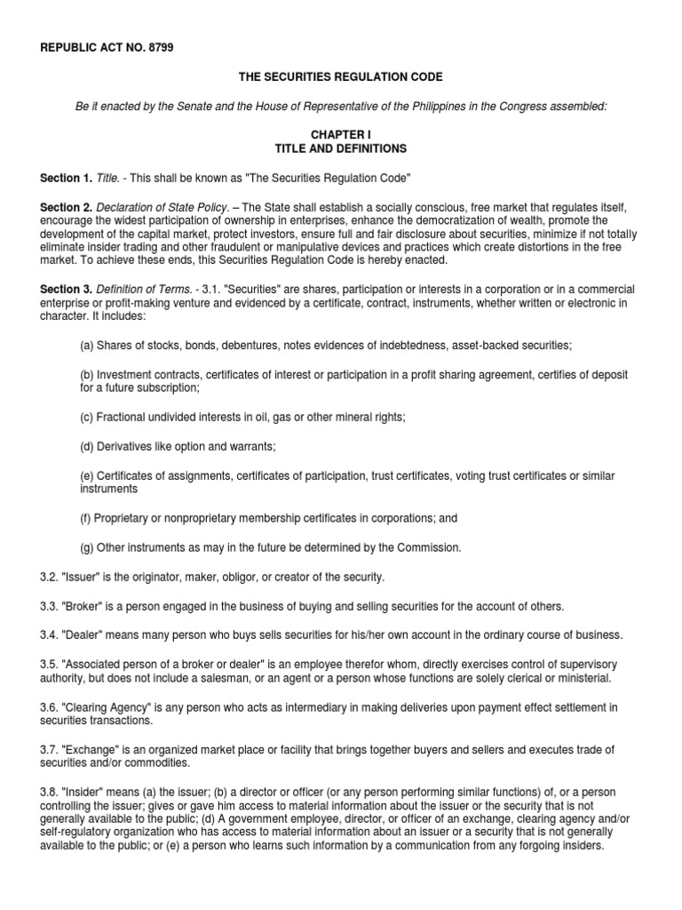 Republic Act No 8799 - SRC | PDF