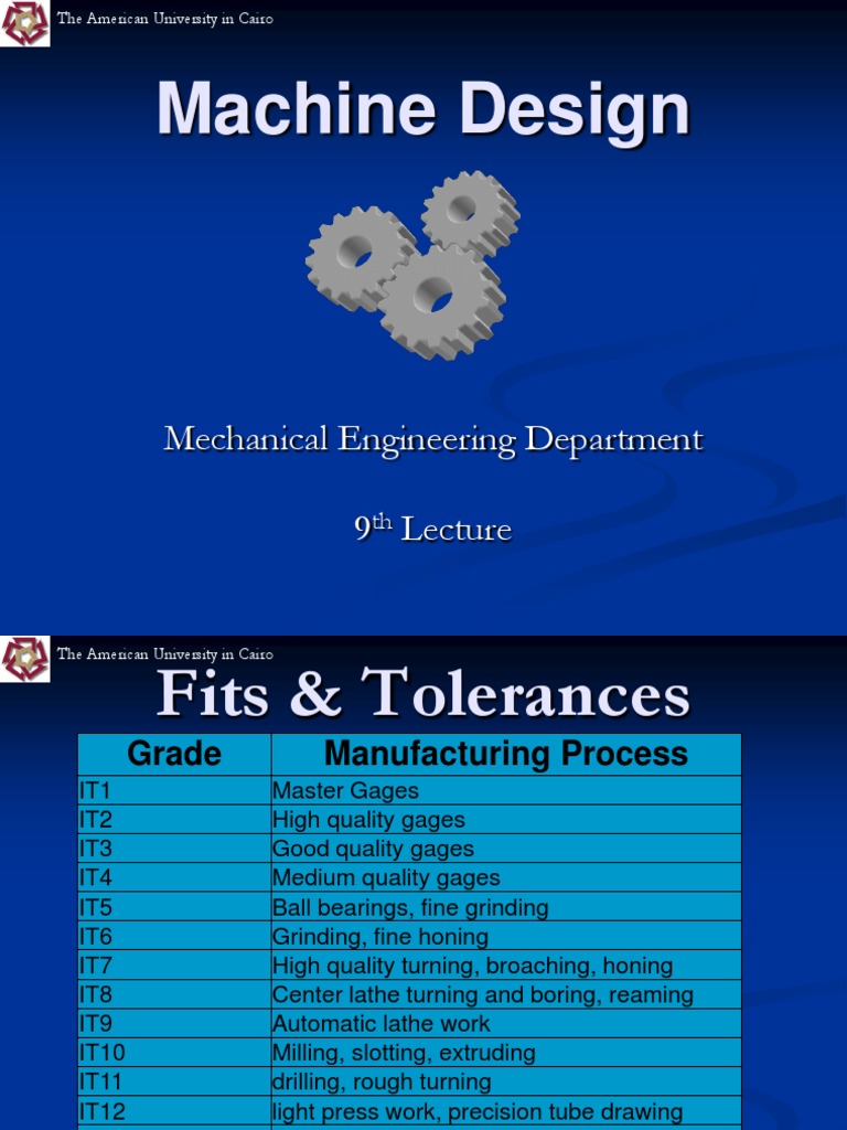 Machine Design: Mechanical Engineering Department 9 | PDF