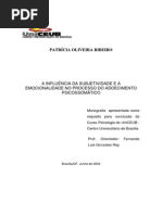 Monografia - A Influencia Da Subjetividade e a Emocionalidade No Processo Do Adoecimento Psicossomatico