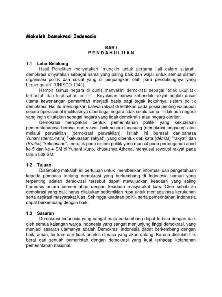 Makalah Demokrasi Indonesia Contoh Makalah