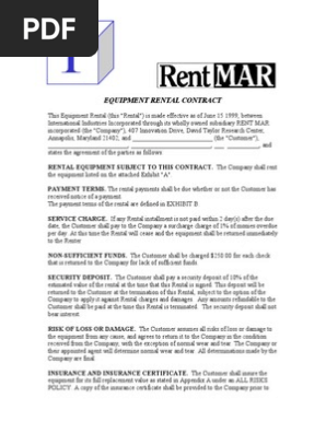 Equipment Rental Contract
