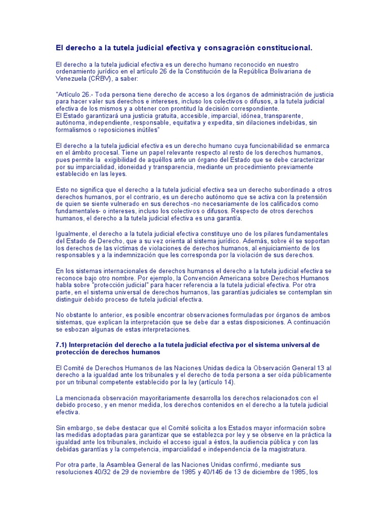 El Derecho A La Tutela Judicial Efectiva y Consagración Constitucional ...