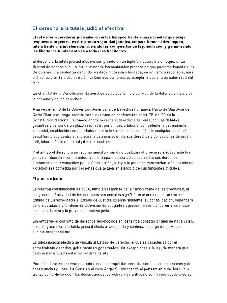Derecho a la Tutela Judicial Efectiva | PDF | Juez | Ley procesal