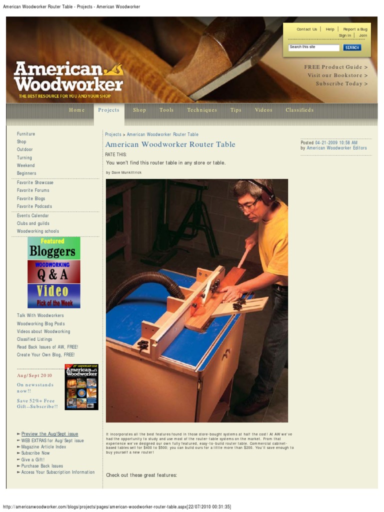 Router Table - Projects - American Woodworker | PDF | Cabinetry | Screw