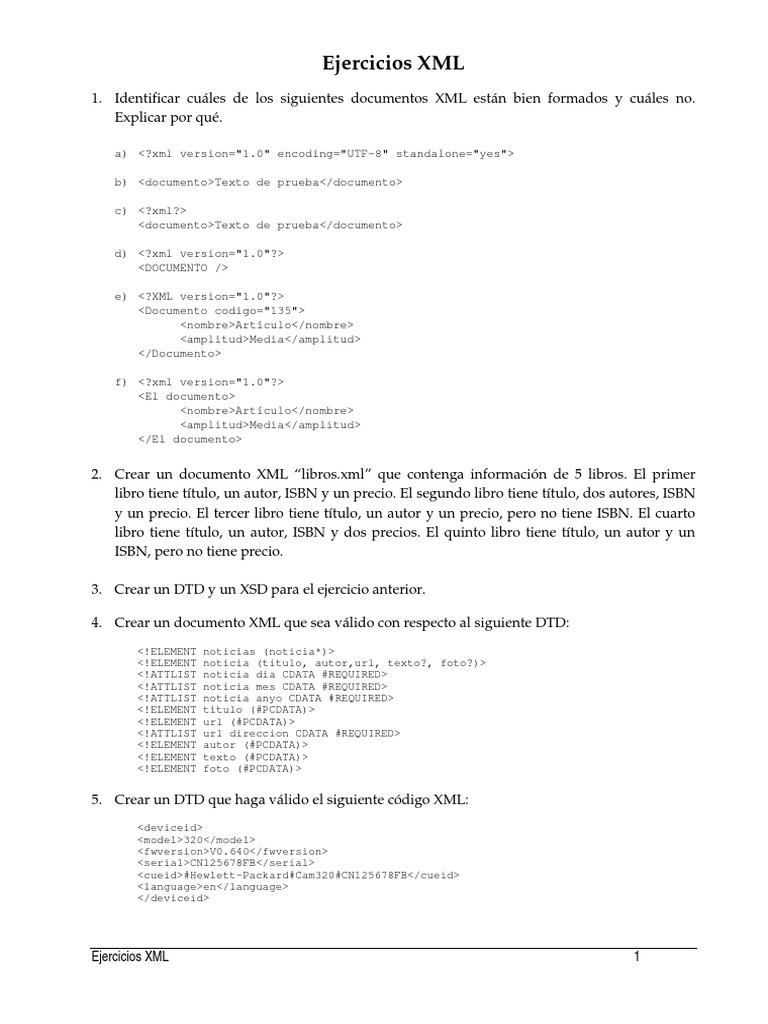 Ejercicios de XML y DTD | PDF | Correo electrónico | Science