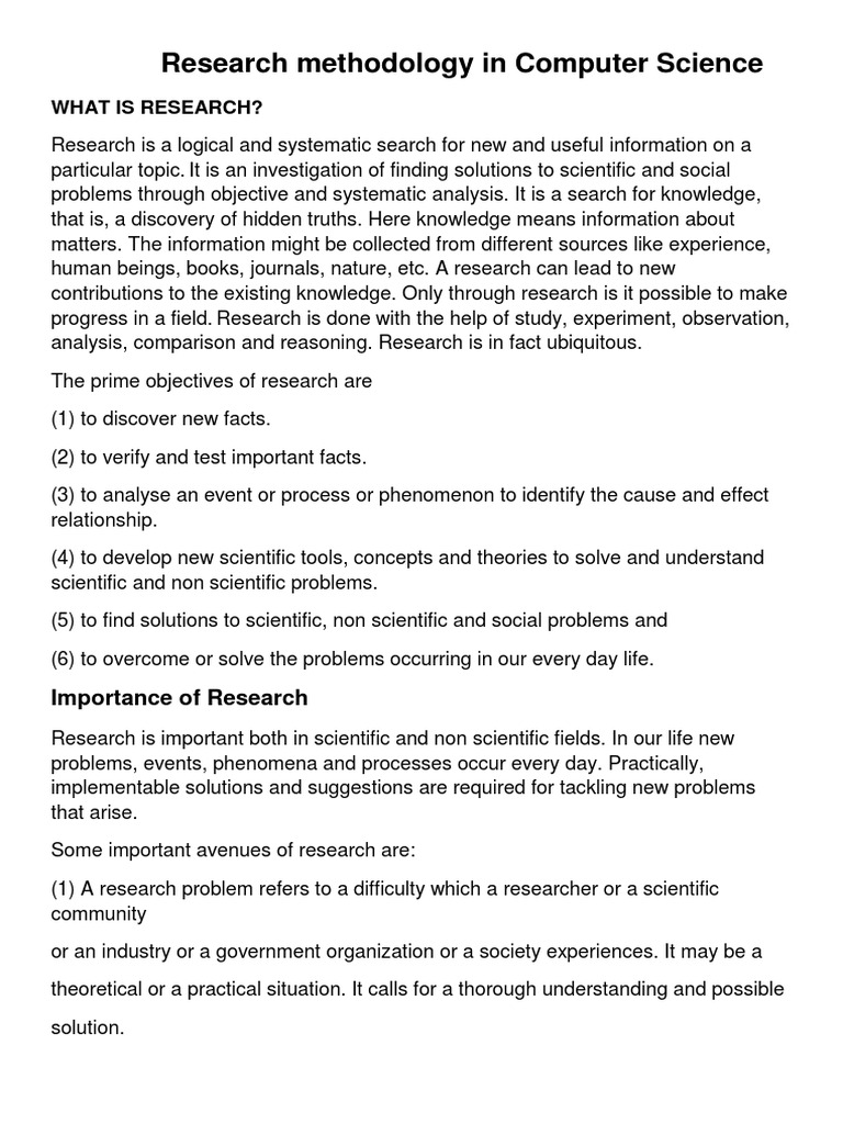 Research Methodology in Computer Science | PDF | Computer Science | Science