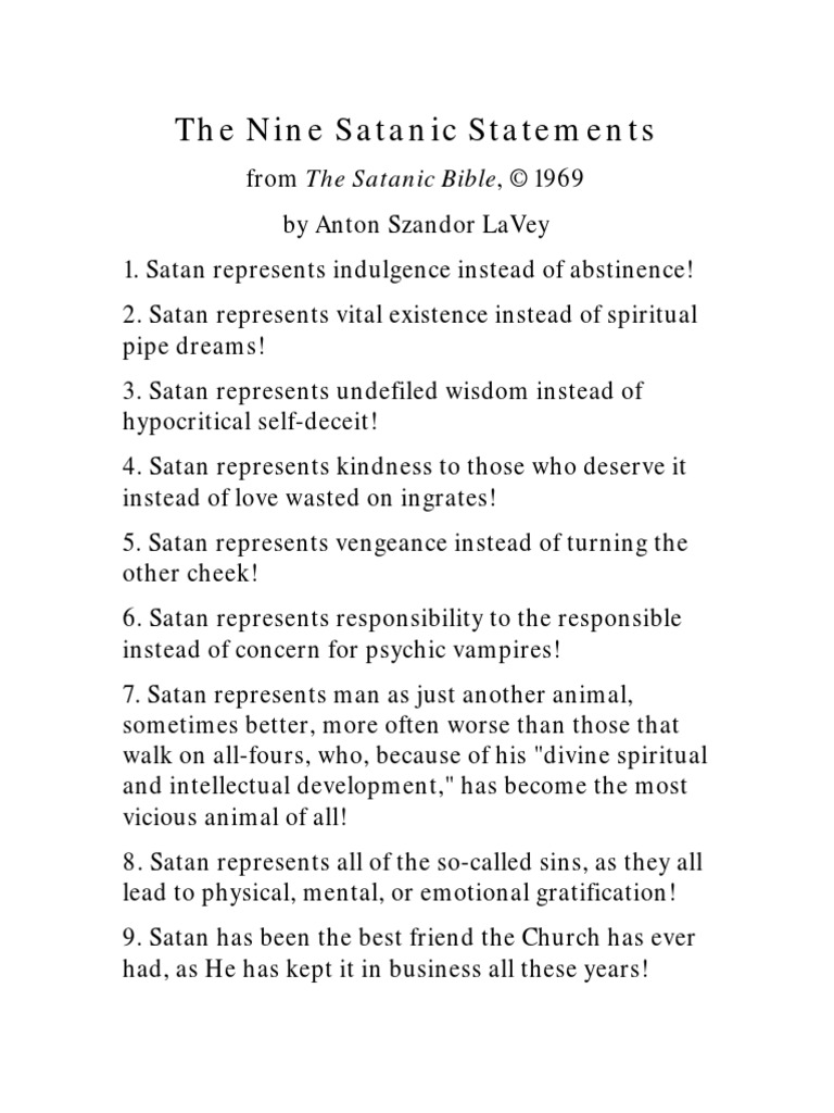 Anton Lavey - Satanic Aphorisms | PDF