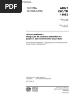 ABNT ISO_TR 14062 - Gestão ambiental - Integração de aspectos ambientais no projeto e desenvolvimento do produto