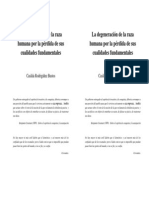 La Degeneración de La Raza Humana Por La Pérdida de Sus Cualidades Fundamentales A4 2 X Hoja (40 P.)