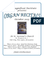Brochure Depliant Gerusalemme Jerusalem 2013 Organ Concert
