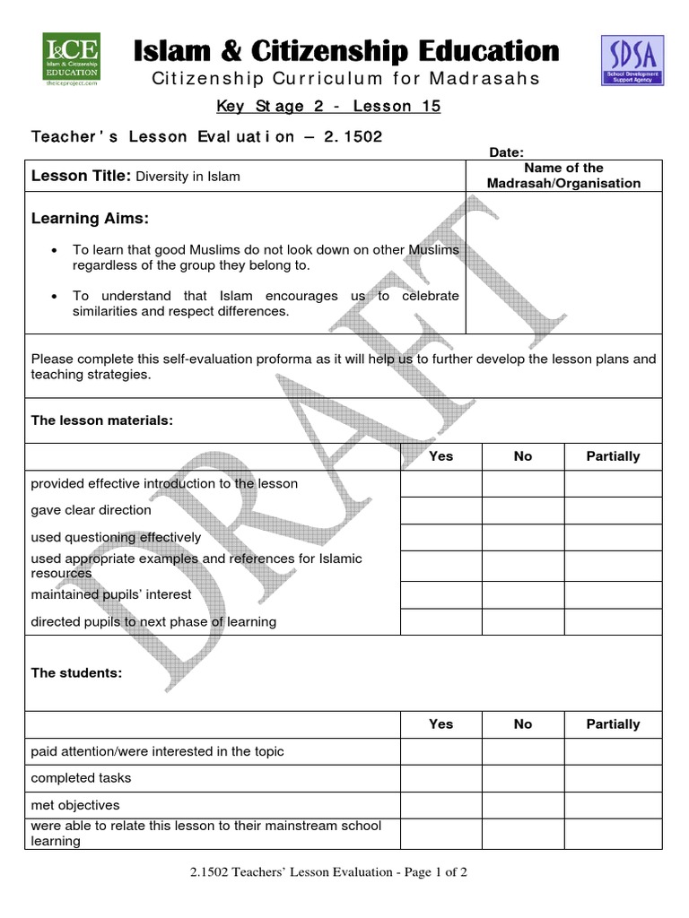 2.1502 Teacher's Lesson Evaluation PDF | PDF