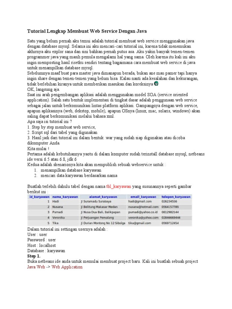 Tutorial Web Service Java Pemula | PDF