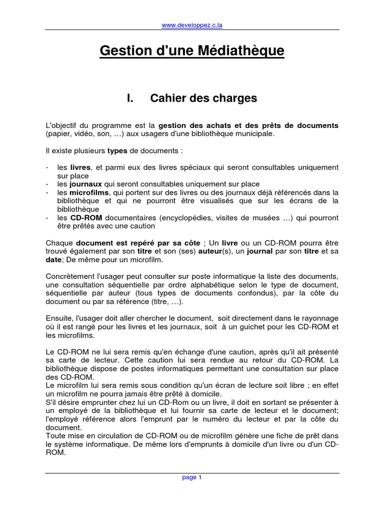 Exercice Corrigé Uml Etude De Cas Gestion D Une Bibliothèque Etude de Cas Gestion Mediatheque | PDF | Livres | CD-ROM