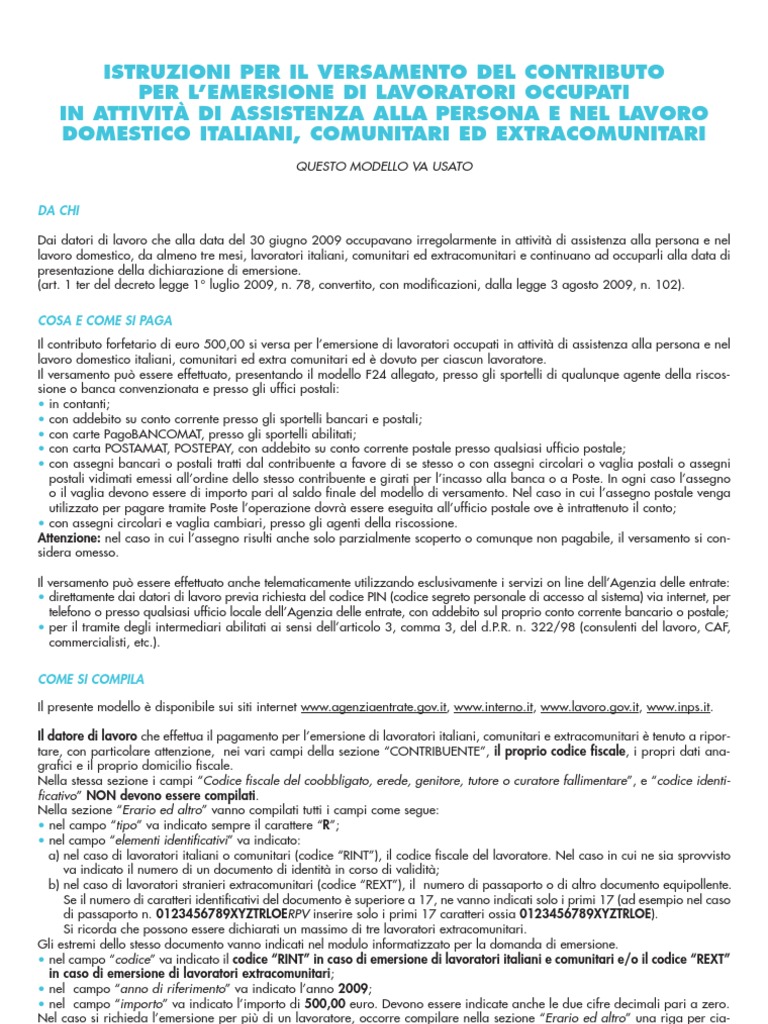 F24 Con Elementi Identificativi Per Colf E Badanti