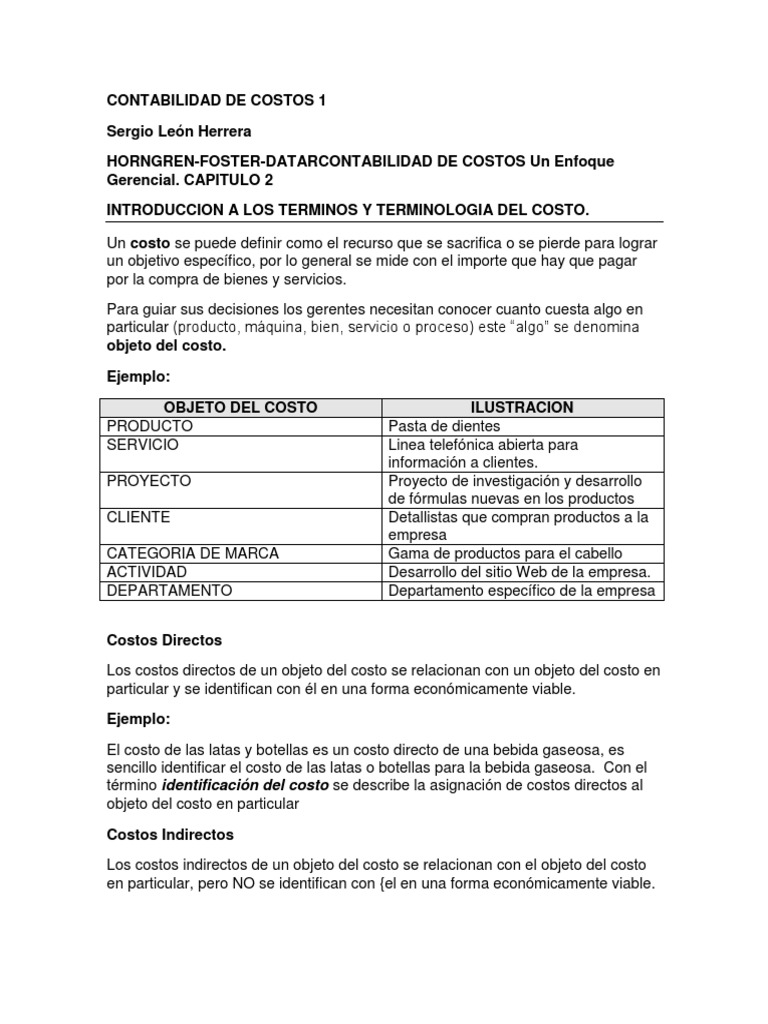Objetos y Clasificación de Costos | PDF | Costo | Salario