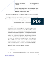 015_022 Investigation of the effects of Magnesium Content and Cooling Rate on the
Mechanical Properties of Aluminium-Magnesium Alloys Refined with
Titanium-Boride Master Alloy