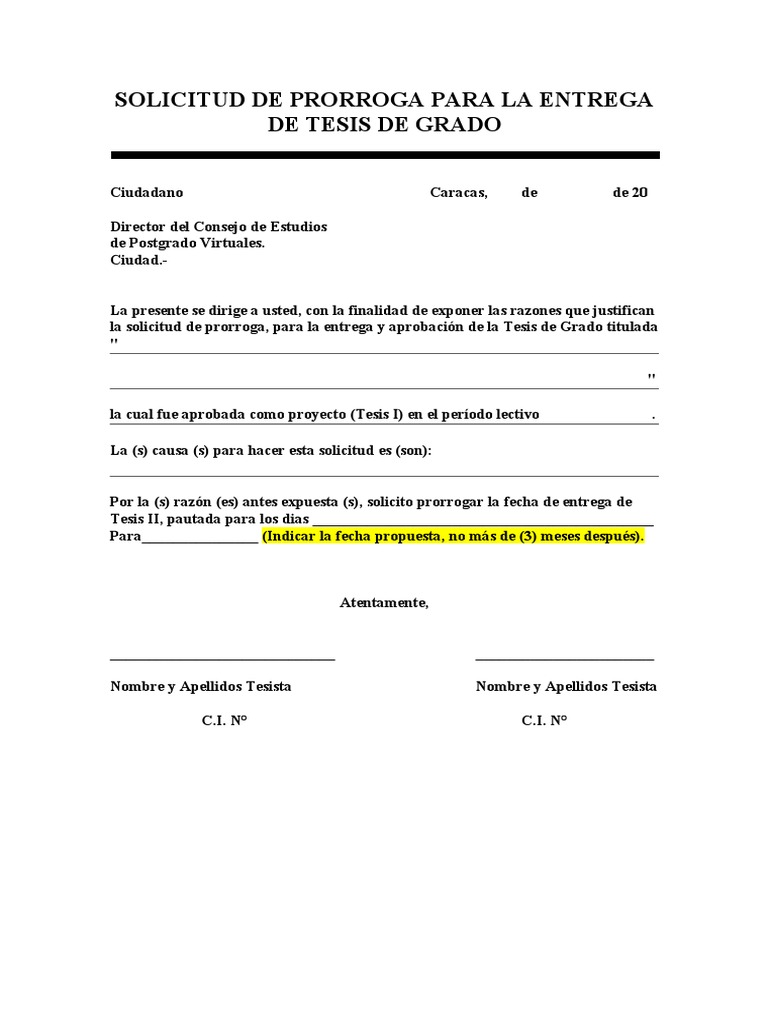 Solicitud De Prorroga