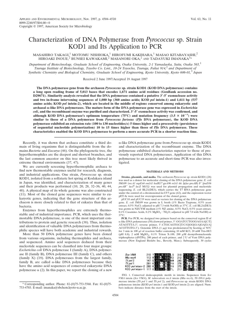 Characterization of DNA Polymerase From | PDF | Polymerase Chain ...