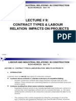 Lecture # 9: Contract Types & Labour Relation Impacts On Projects