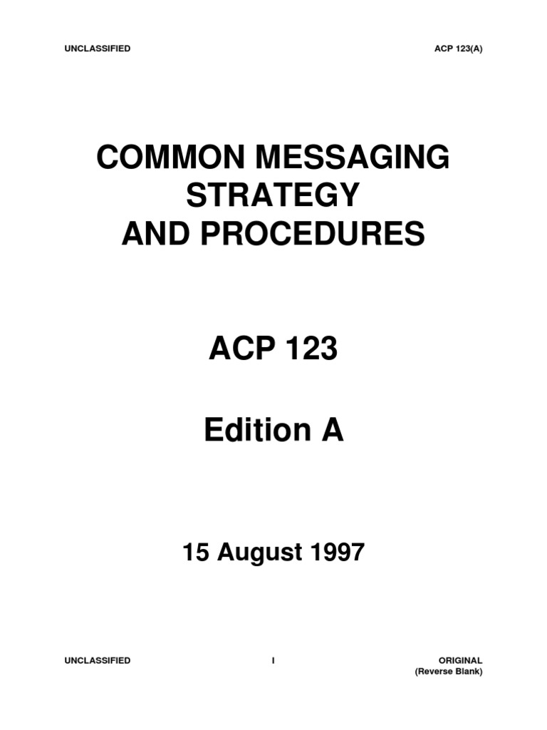 ACP 123: Common Messaging Procedures | PDF | Itu T | Osi Model
