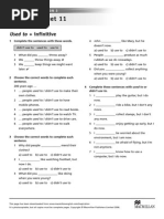 Worksheet 11: Used To + Infinitive