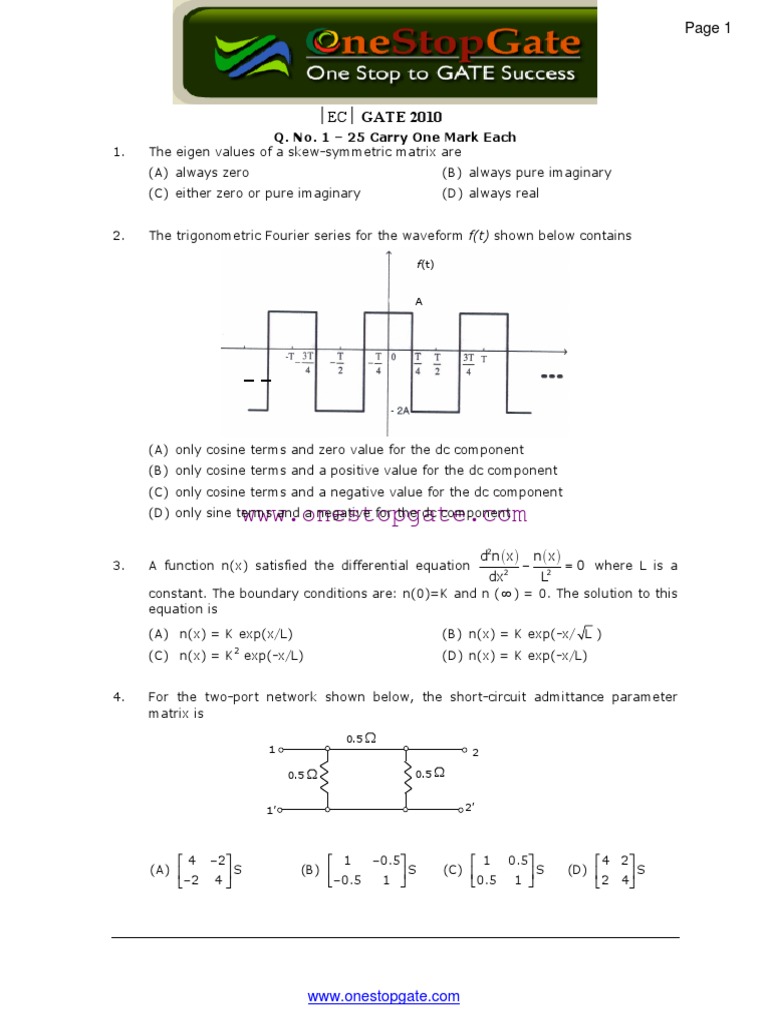 GATE 2010 Electronics Exam Questions | PDF | Teaching Methods & Materials