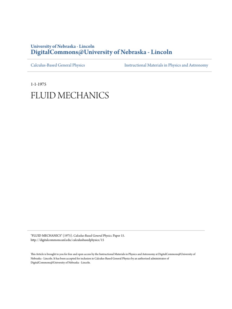 Fluid Mechanics Digitalcommons University Of Nebraska Lincoln PDF 