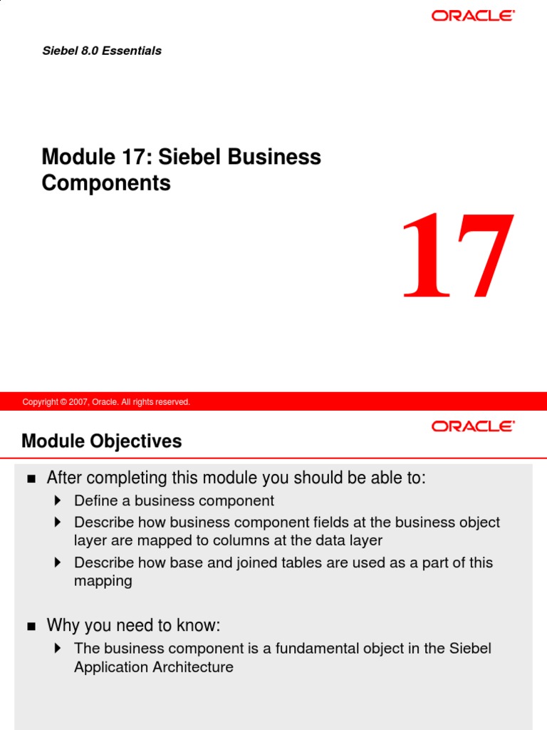 17 Siebel Business Components PDF Table (Database) Areas Of Computer Science