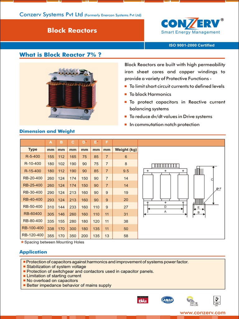 Block Reactors Ver 1 0706 | PDF | Capacitor | Electrical Equipment