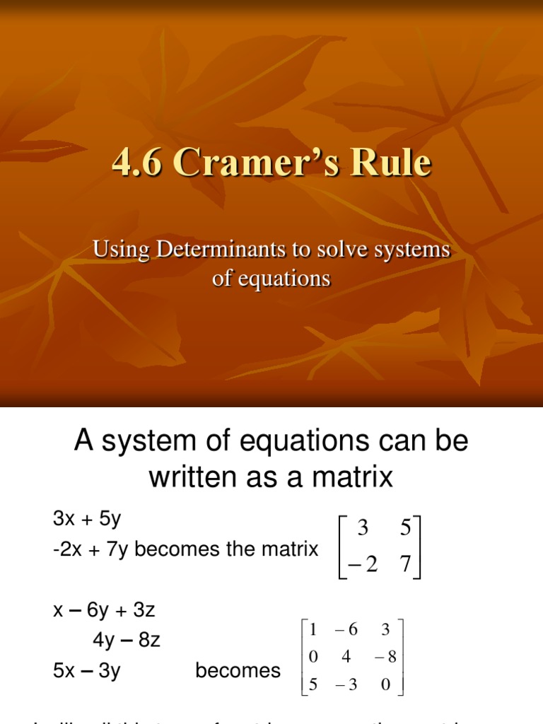 4.6 Cramers Rule | Determinant | Matrix (Mathematics)