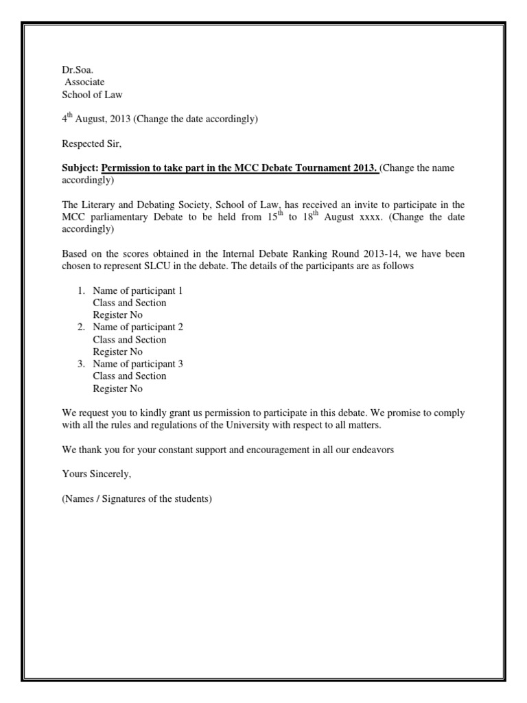Sample Permission Letter | PDF