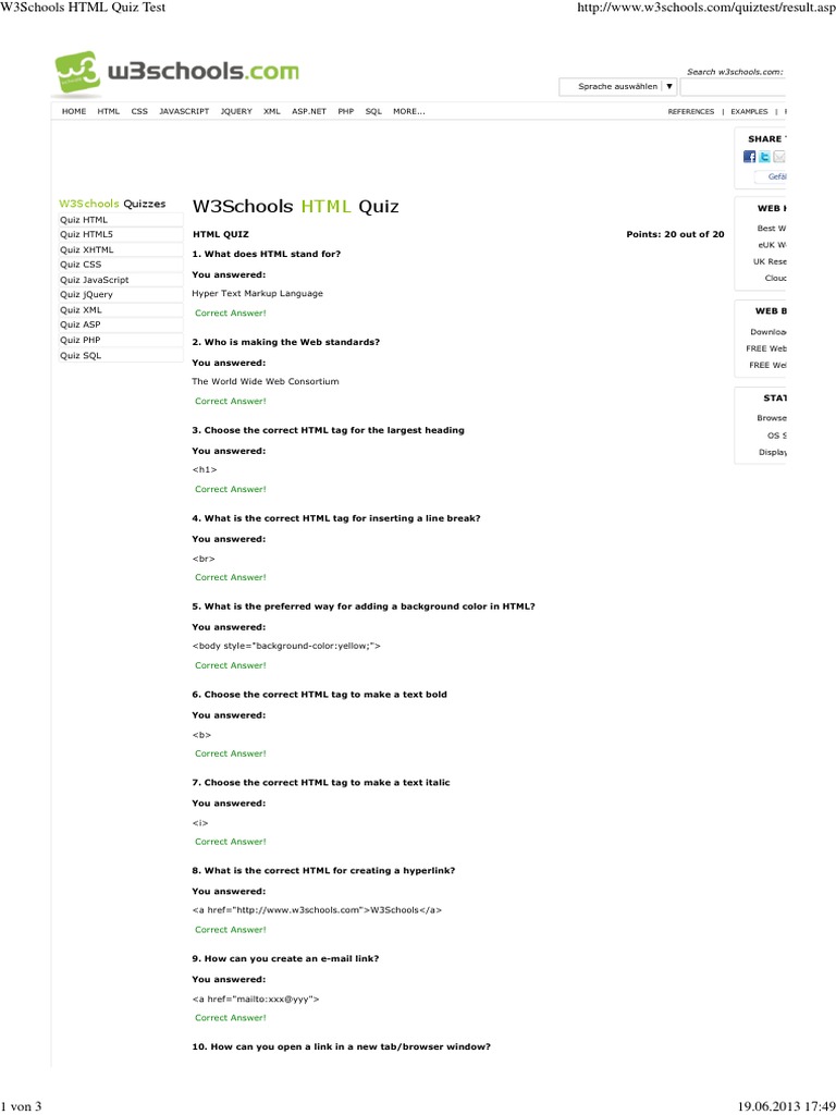 Download W3schools Html Quiz Test Html Html Element PSD Mockup Templates
