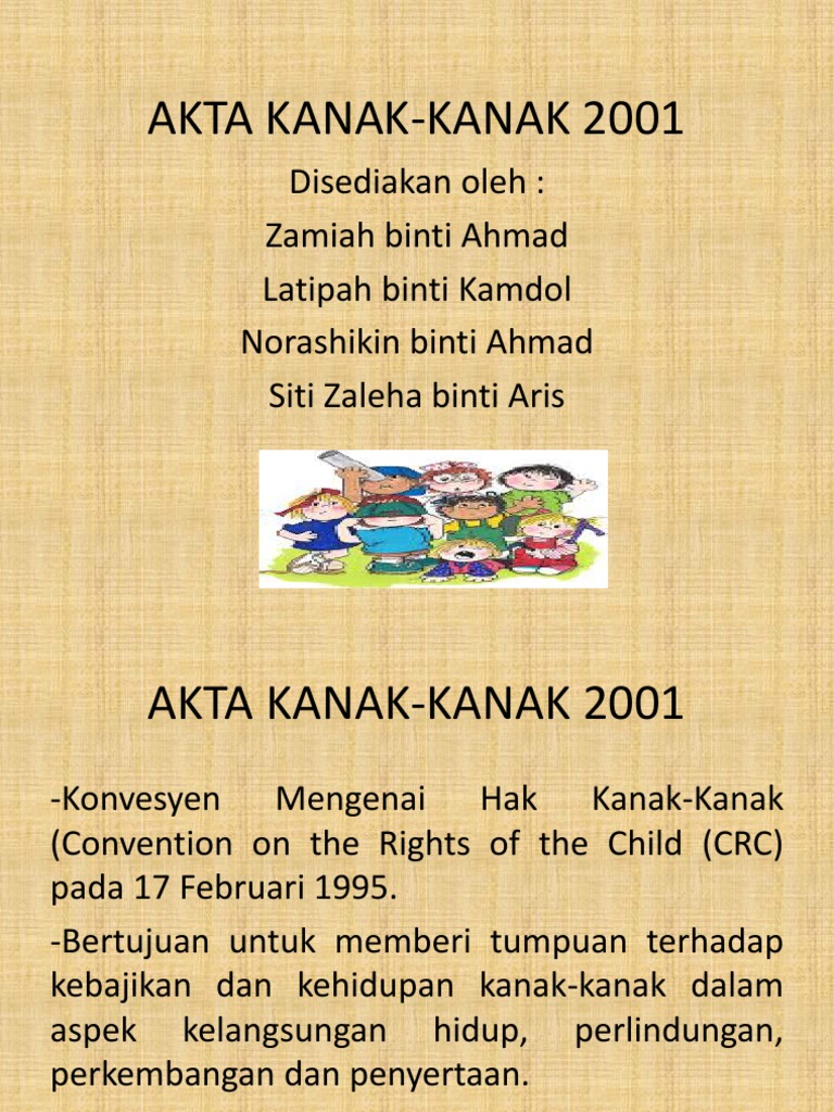 akta kanak-kanak 2001 pindaan 2017