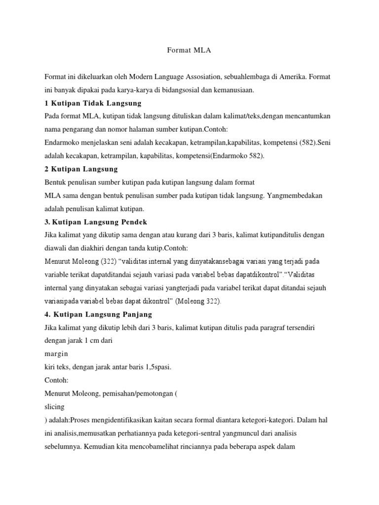 Format MLA - Kutipan | PDF | Filsafat
