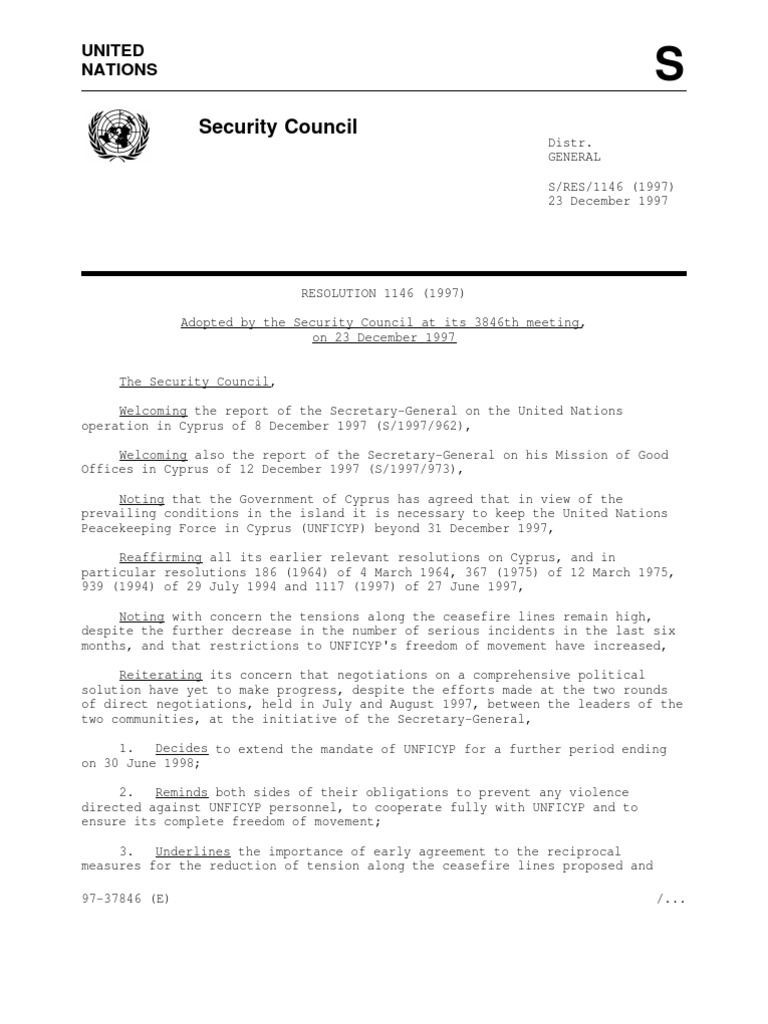 UN Security Council Resolution 1146 (1997) | PDF | United Nations ...