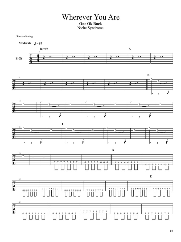 One Ok Rock Wherever You Are Rhytmguitar