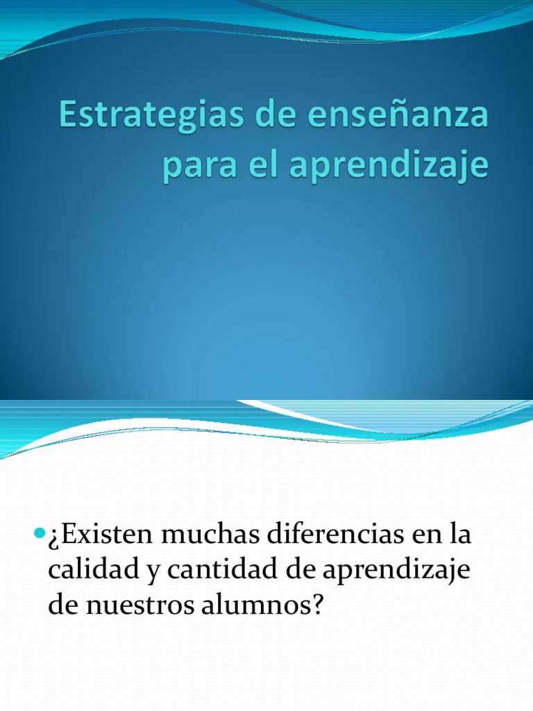 Estrategias de Enseñanza para El Aprendizaje | PDF | Aprendizaje | Maestros