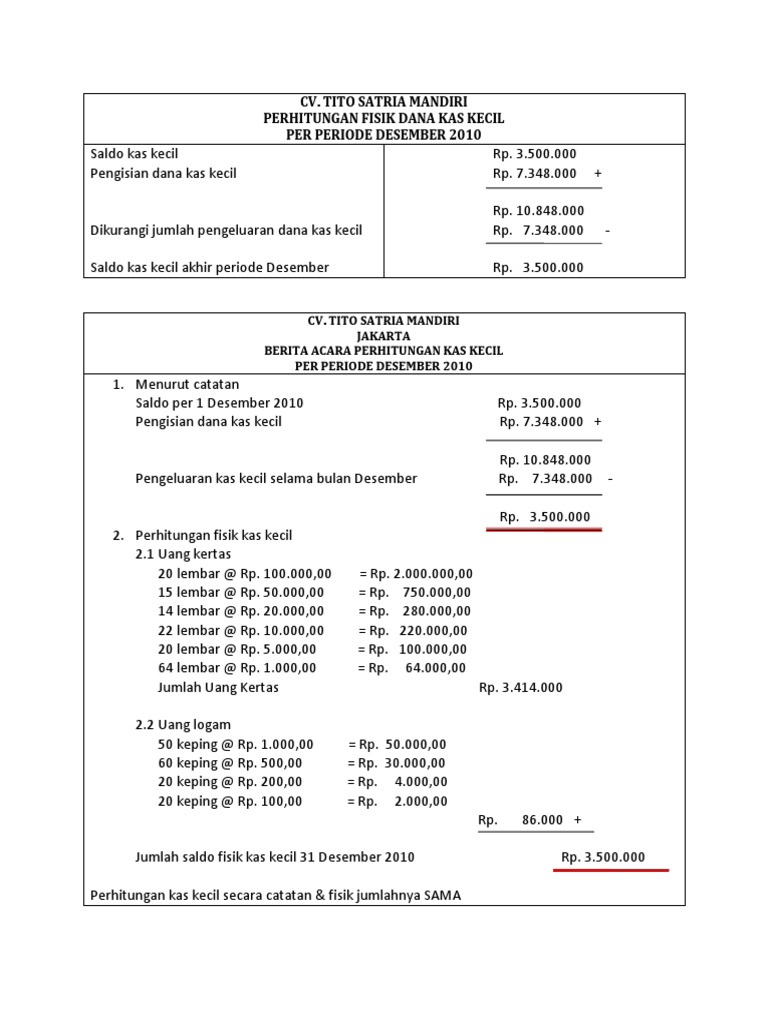 Berita Acara Pemeriksaan Kas Kecil - Gue Viral