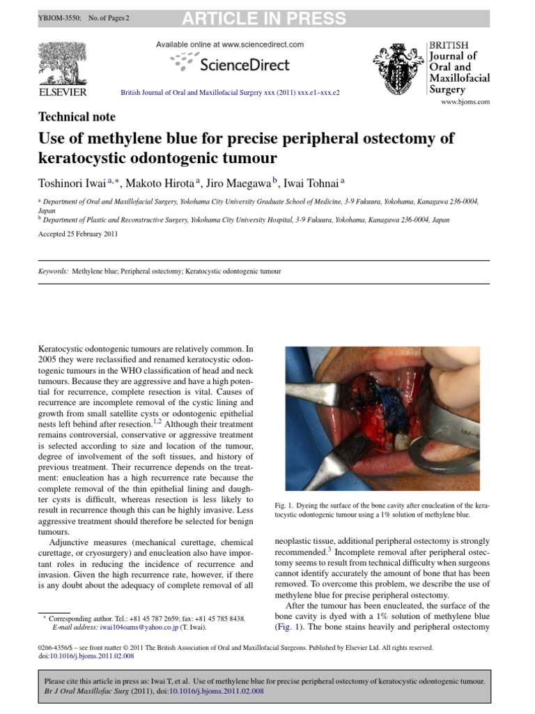BJOMS 2011. Technical Note. Use of Methylene Blue for Precise