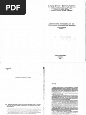 Picos Volumu I Proiectarea Tehnologiilor de Prelucrare Mecanica