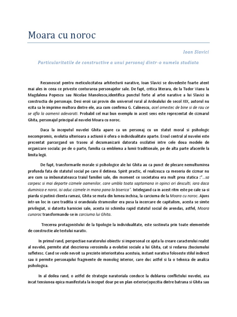 Caracterizarea Lui Ghita Moara Cu Noroc - Caracterizarea Lui Ghita | PDF