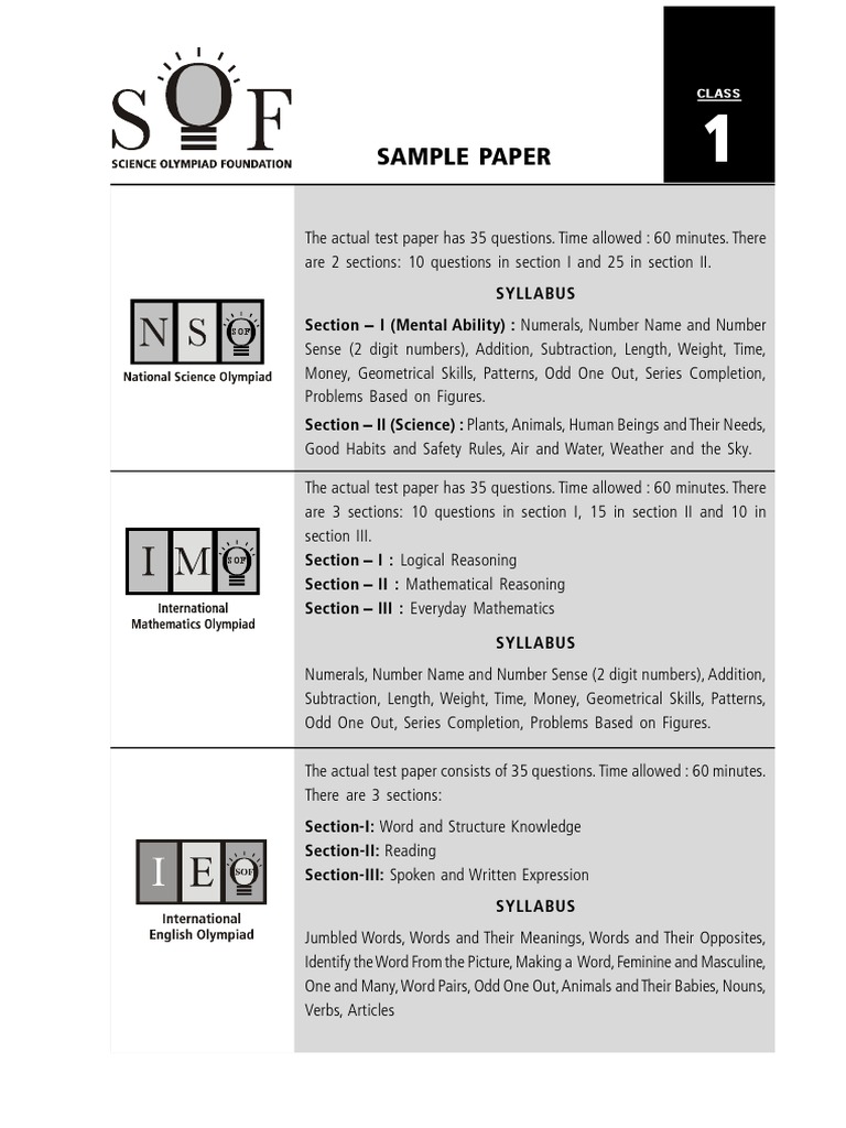 Olam Paid Test Paper - Grade I | PDF | Grammatical Gender | Linguistic ...