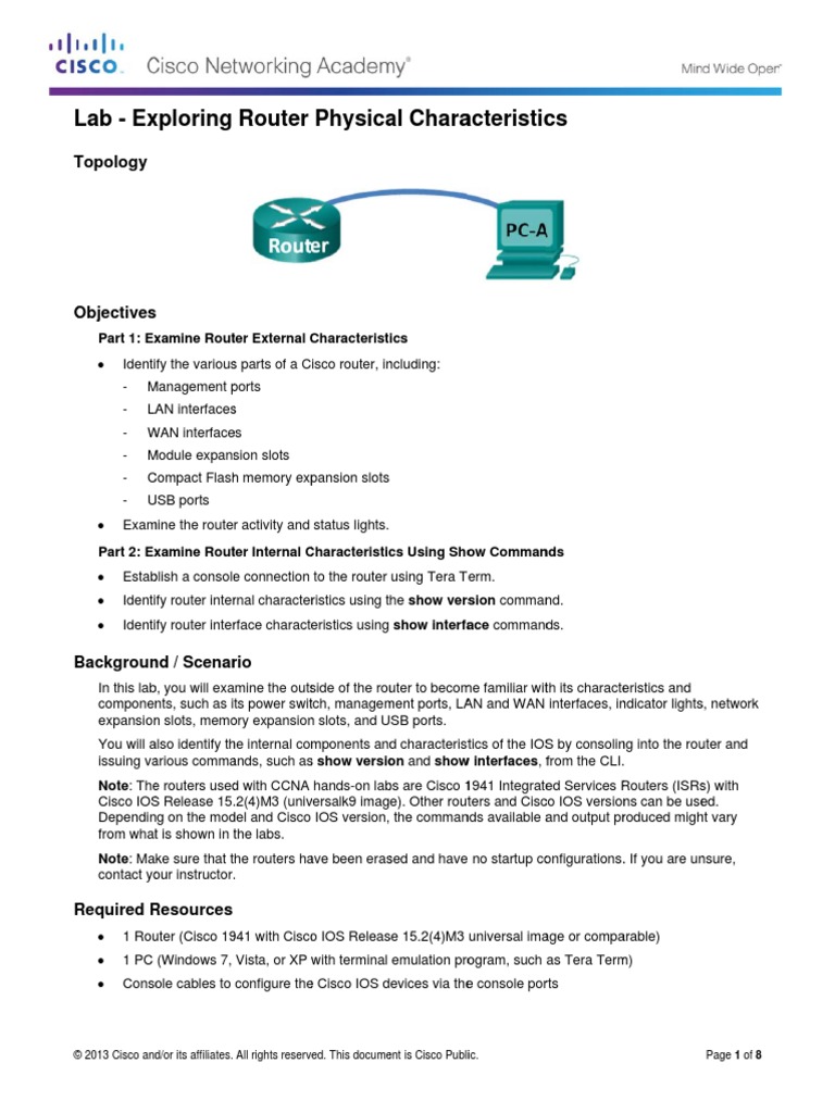 6.3.1.9 Lab - Exploring Router Physical Characteristics | PDF | Network ...