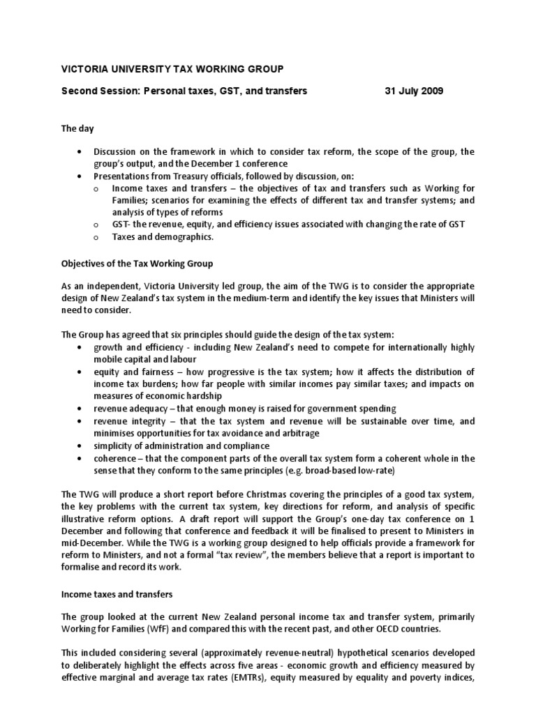 Victoria University Tax Reform Discussion | PDF | Tax Credit | Taxes
