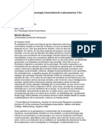 Montero (1994) Vidas paralelas. Psicología comunitaria en Latinoamérica y EE.UU