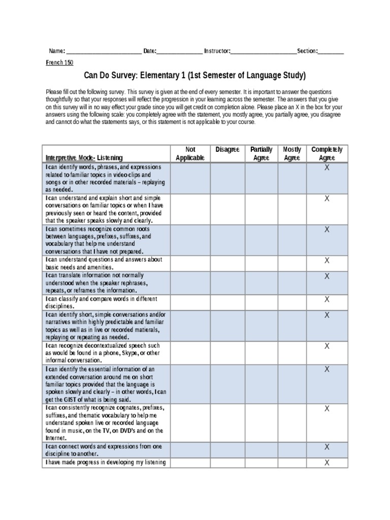 French150 Can-Do Statements Work | PDF | Linguistics | Grammar